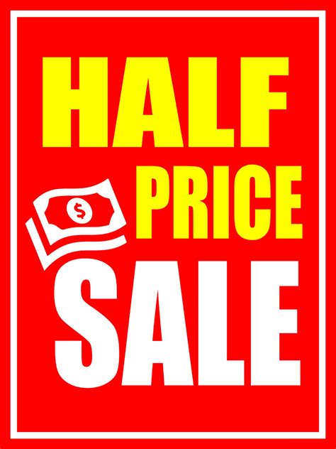 Half Price Sale Business Retail Display Sign 18w X 24h Full Color