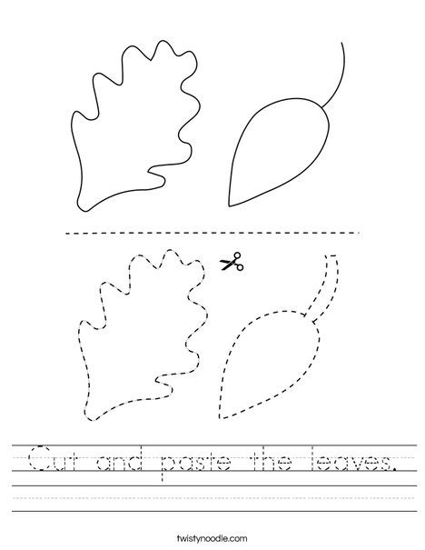 Cut And Paste The Leaves Worksheet Twisty Noodle