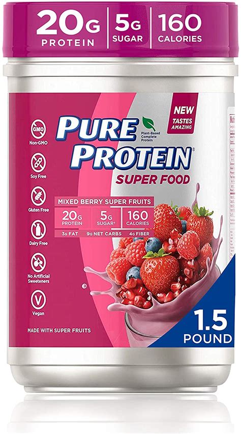 Good morning, today i am heading to the gym in early afternoon. Pure Protein Mixed Berry Superfruits Plant Based Protein Powder, 1.5-Pound