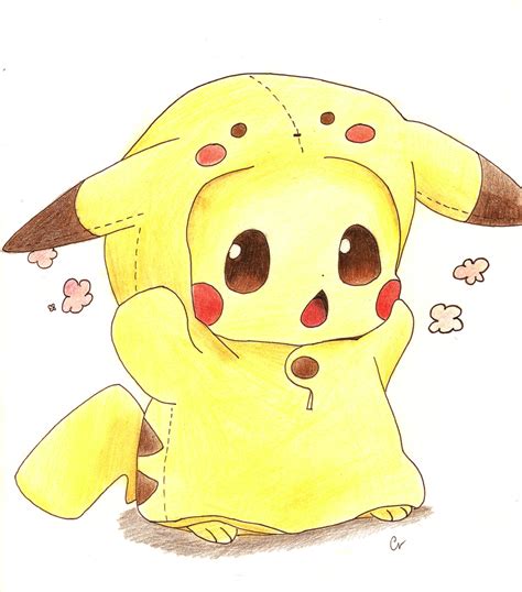 A Drawing Of A Pikachu Sitting On The Ground