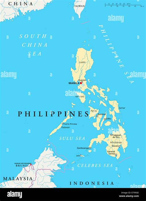 Philippines Political Map With Capital Manila National Borders Most