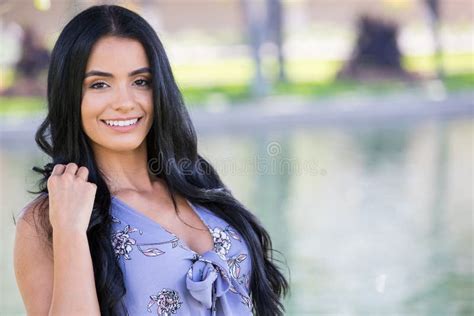 Pretty Hispanic Woman Outside Stock Image Image Of Adult Smile