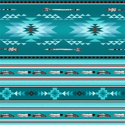 Turquoise Southwest Blanket Stripe Fabric Navaho Designs Native