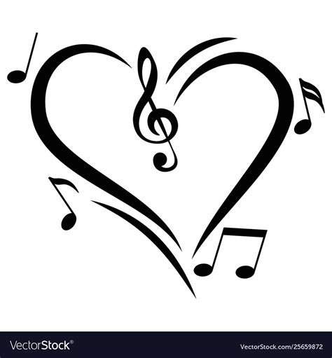 Icon Heart Music Notes Royalty Free Vector Image
