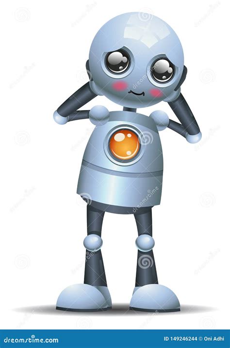 Little Robot Emotion In Shy Mode Stock Illustration Illustration Of