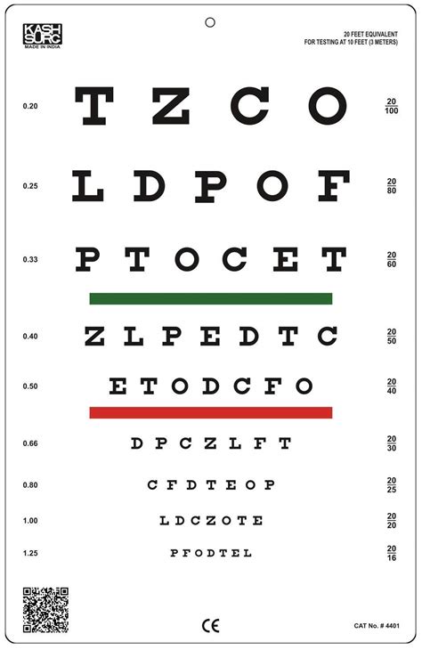 Snellen Chart With Red Green Lines 10 Feet Buy Online In United Arab
