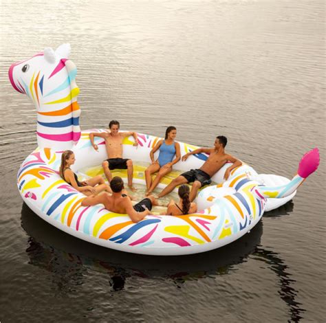 6 Person Pvc Inflatable Lake River Bay Floating Zebra Party Lounge