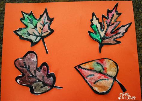 Fall Craft Black Glue And Salt Leaves Mess For Less