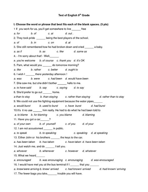 Grade 9 English Grammar Worksheets Pdf 11 Free Grammar Grade 9