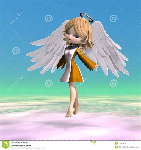 Cute Cartoon Angel With Wings And Halo 3d Royalty Free