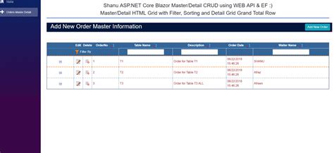 Asp Net Core Blazor Master Detail Crud With Filtering And Sorting Using