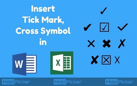 Note that these methods will vary depending upon the version. 5 Ways to Insert Tick or Cross Symbol in Word / Excel [How ...
