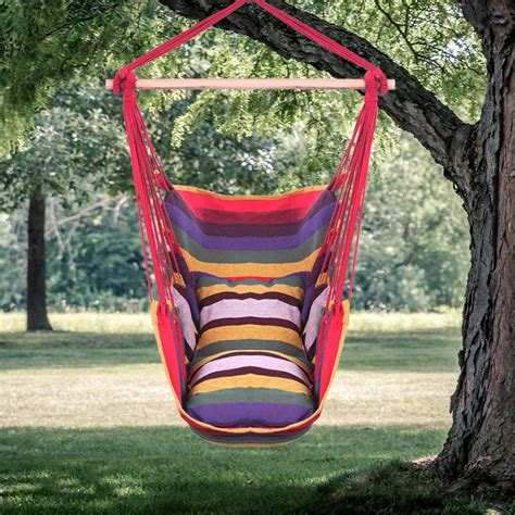 Zimtown Hammock Hanging Rope Chair Porch Swing Seat Camping Red Stripe