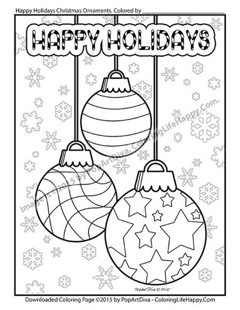 Printable Coloring Page Holiday Christmas Ornaments Coloring Pages