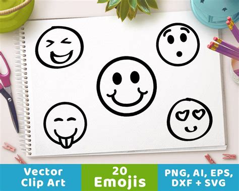 20 Emojis Clipart The Digital Download Shop