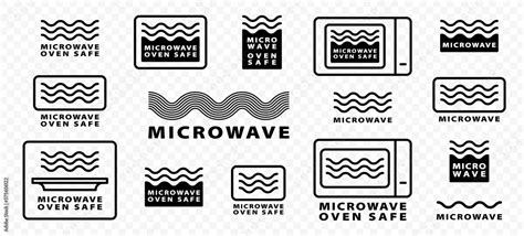 Microwaves Flat Linear Icons Set Symbol For The Safety Of Using