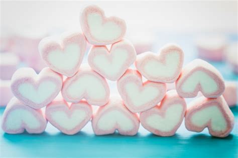 Premium Photo Pink Heart Shape Marshmallow For Love Theme And