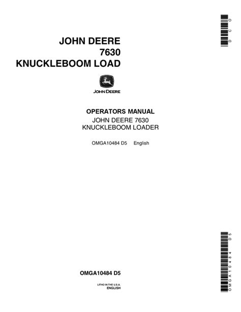 John Deere 7630 Knuckleboom Loader Forestry OMGA10484 Operation