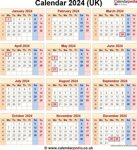 Calendar 2024 Uk With Bank Holidays And Week Numbers Calendar
