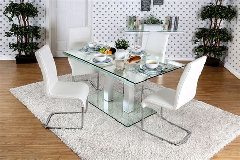 Furniture Of America Rectangular Glass Dining Table With Four Chair