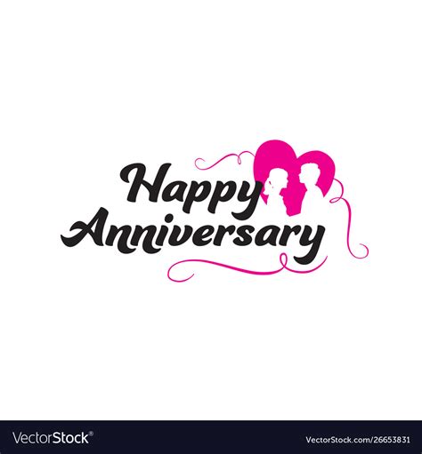 Happy Anniversary Text Lovely Hand Lettering Vector Image