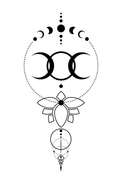 Triple Moon Sacred Geometry Half Moon Pagan Wiccan Goddess Symbol
