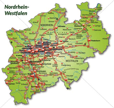 Kort Over Nordrhein Westfalen Med Transportnet Royalty Free Image