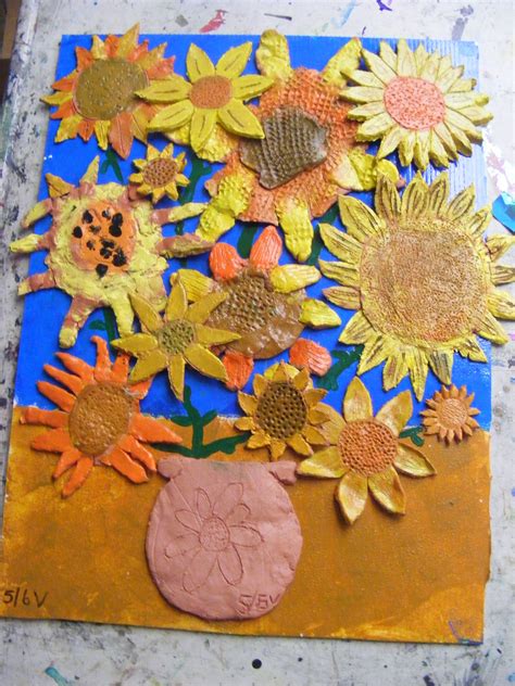 Van Gogh Style Clay Sunflower Class Project Art For Kids Van Gogh