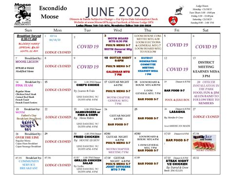 Punta Gorda Moose Calendar