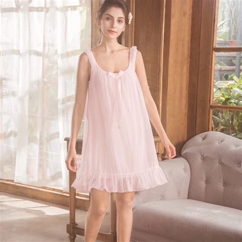 New Summer Nightgown Women Short Dress Lady Princess Nightdress Lovely