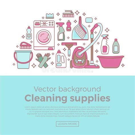 Household Cleaning Supplies Stock Vector Illustration Of Flat
