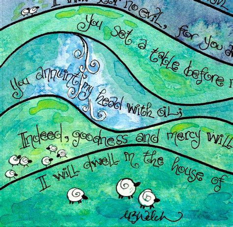 Psalm 23 Whimsical Scripture Art Print Of Watercolor Etsy Scripture