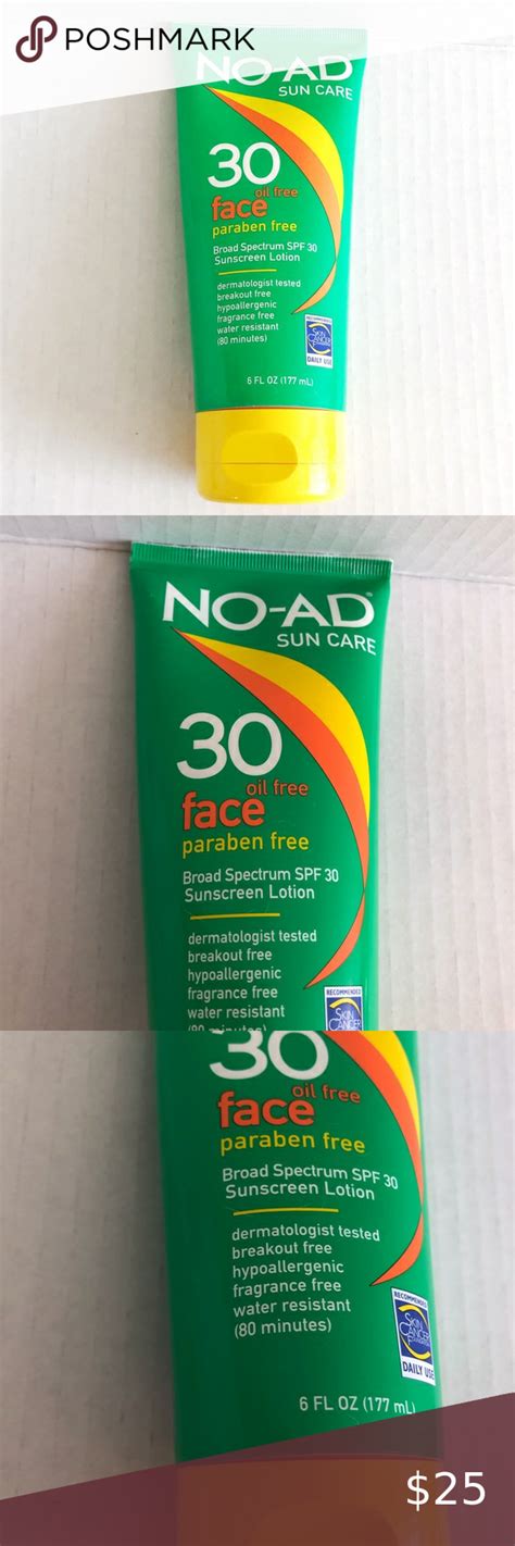 No Ad Spf 30 Oil Free Face Sunscreen Lotion New Paraben Free Lotion