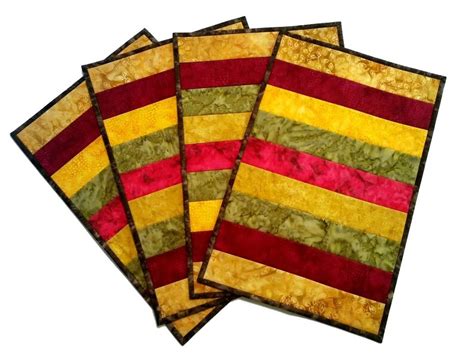 Jewel Tone Batik Placemats Set Of 4 Quilted Fall Placemats In Etsy