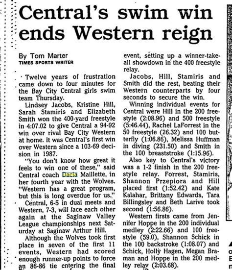 Bay City Centrals Victory Over Bay City Western Was 24 Years In The