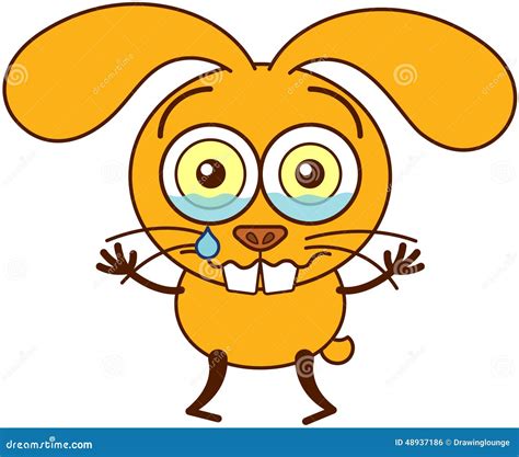 Cute Yellow Bunny Crying And Feeling Sad Stock Vector Illustration Of