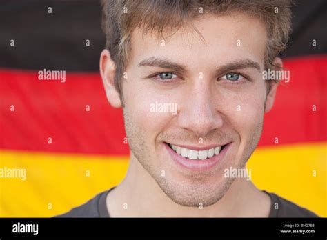 Young Man And And German Flag Stock Photo Alamy
