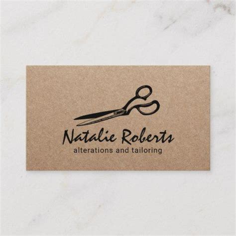 Sewing Alteration Seamstress Tailor Rustic Kraft Business Card Zazzle