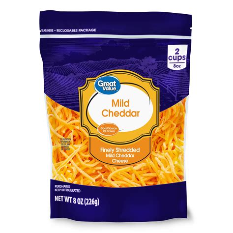 Great Value Finely Shredded Mild Cheddar Cheese Oz Walmart Com