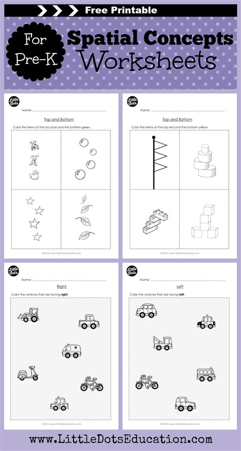 Pre K Spatial Concepts Worksheets And Activities Spatial Concepts