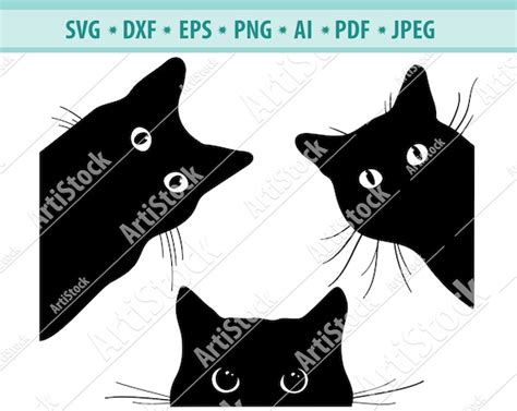 Clip Art Black Cat Svg Vector File Falling Cat Svg Screeching Cat Svg