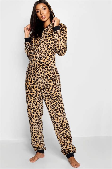 leopard onesie fleece sleepwear onesie pajamas cosy outfit
