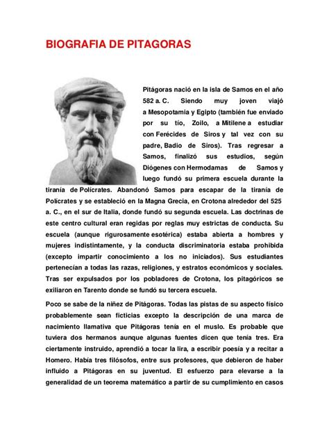 Biografia De Pitagoras En Matematicas Desaro