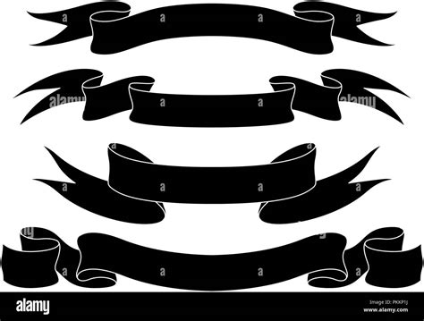 Silhouette Black Ribbon Banner Icon Hi Res Stock Photography And Images