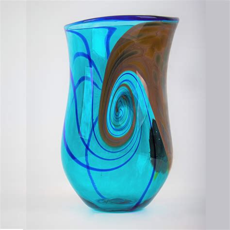 Teal Glass Vase I Into The Spiral Teal Vase I By Curtis Dionne I Boha