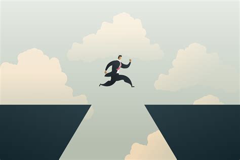 Businessman Leaders Jump Over Cliff Gaps As Business Challenges 3302842