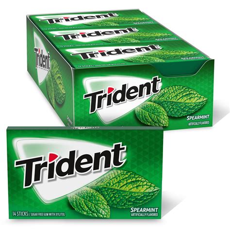 Trident Spearmint Sugar Free Gum 12 Packs Of 14 Pieces 168 Total