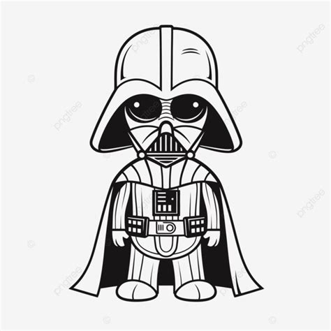 Star Wars Darth Vader Drawing Black And White Outline Sketch Vector