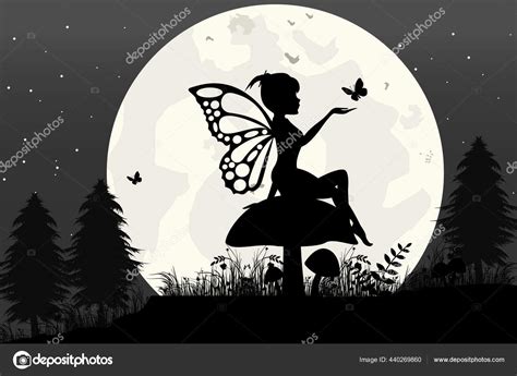 Fairy Silhouette Simple Vector Illustration Stock Vector By