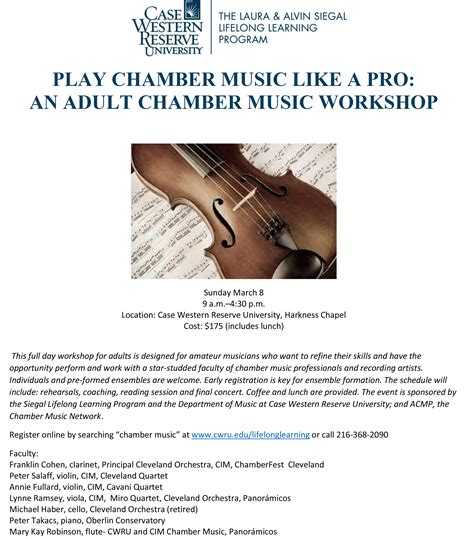 Learn To Play Chamber Music With Help From March 8 Workshop